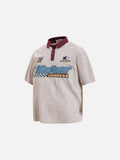 DAXUEN Striped short-sleeved polo shirt with embroidered graphics