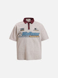 DAXUEN Striped short-sleeved polo shirt with embroidered graphics