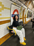 DAXUEN Wide-leg lounge pants with snowflake print — model photo