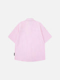 DAXUEN Relaxed-fit short-sleeve button-up shirt with bear pocket