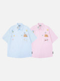 DAXUEN Relaxed-fit short-sleeve button-up shirt with bear pocket