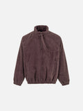 DAXUEN Brownish-mauve cropped full-zip jacket