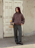 DAXUEN Brownish-mauve cropped full-zip jacket