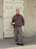 DAXUEN Brownish-mauve cropped full-zip jacket — model photo