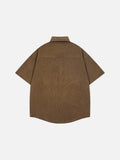 DAXUEN Relaxed-fit corduroy button-up shirt with short sleeves