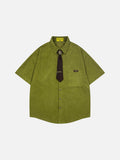 DAXUEN Relaxed-fit corduroy button-up shirt with short sleeves