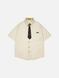 DAXUEN Relaxed-fit corduroy button-up shirt with short sleeves
