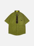 DAXUEN Relaxed-fit corduroy button-up shirt with short sleeves