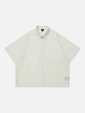 DAXUEN Cream striped button-up shirt with short sleeves