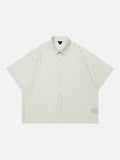 DAXUEN Cream striped button-up shirt with short sleeves
