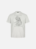 DAXUEN Short-sleeved graphic T-shirt featuring a fluffy dog illustration