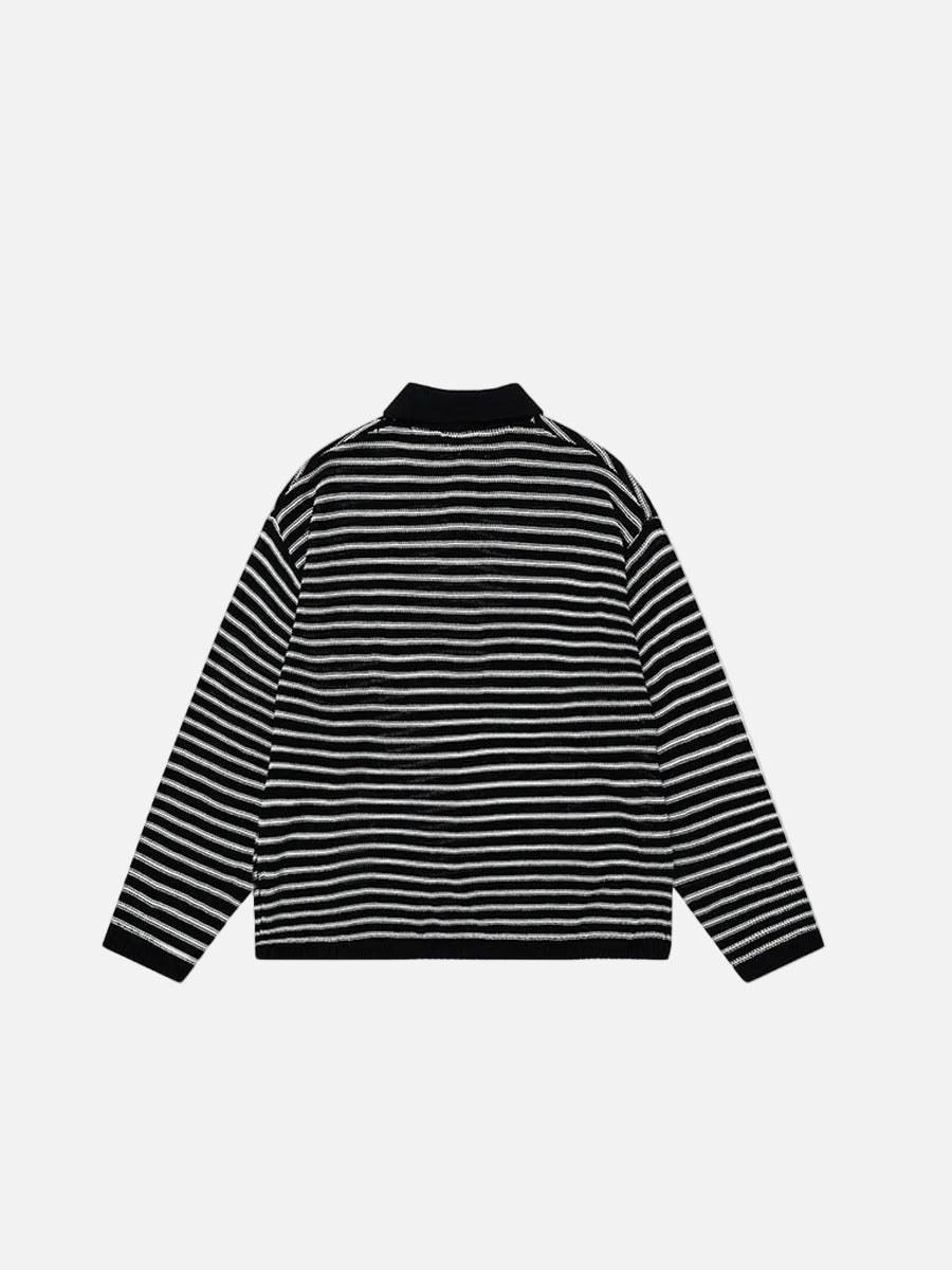 DAXUEN Knitted long-sleeve polo shirt with stripes