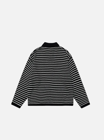 DAXUEN Knitted long-sleeve polo shirt with stripes