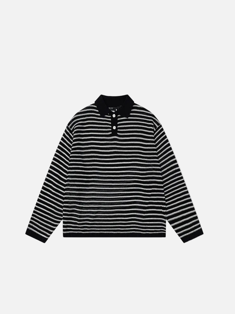 DAXUEN Knitted long-sleeve polo shirt with stripes