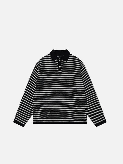 DAXUEN Knitted long-sleeve polo shirt with stripes