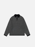 DAXUEN Knitted long-sleeve polo shirt with stripes