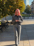 DAXUEN Knitted long-sleeve polo shirt with stripes — model photo