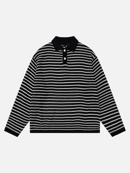 DAXUEN Knitted long-sleeve polo shirt with stripes