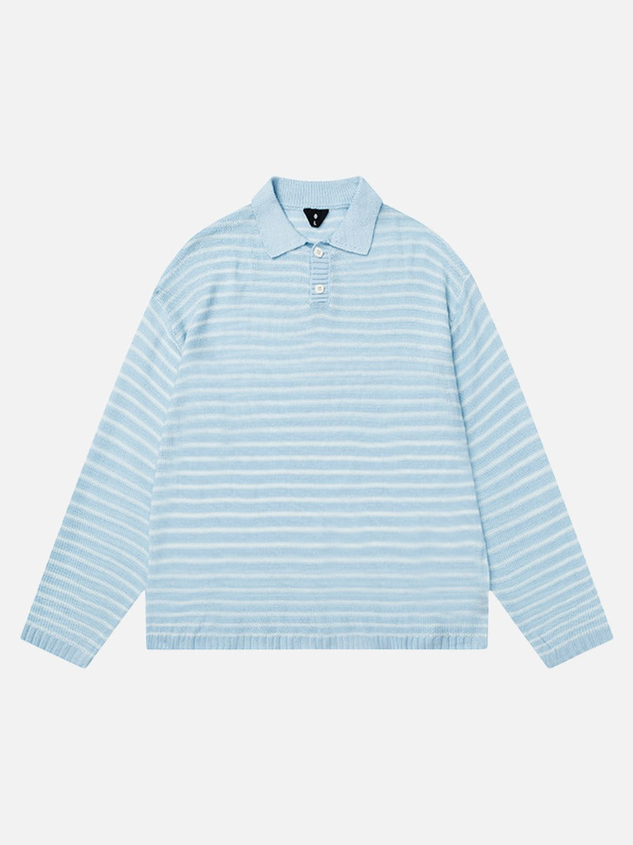 DAXUEN Knitted long-sleeve polo shirt with stripes