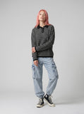 DAXUEN Knitted long-sleeve polo shirt with stripes — model photo