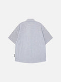 DAXUEN Plaid short sleeve shirt with cartoon dog embroidery