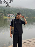 DAXUEN Relaxed-fit short sleeve polo shirt with stripes — model photo