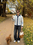 DAXUEN Relaxed-fit striped knit cardigan — model photo