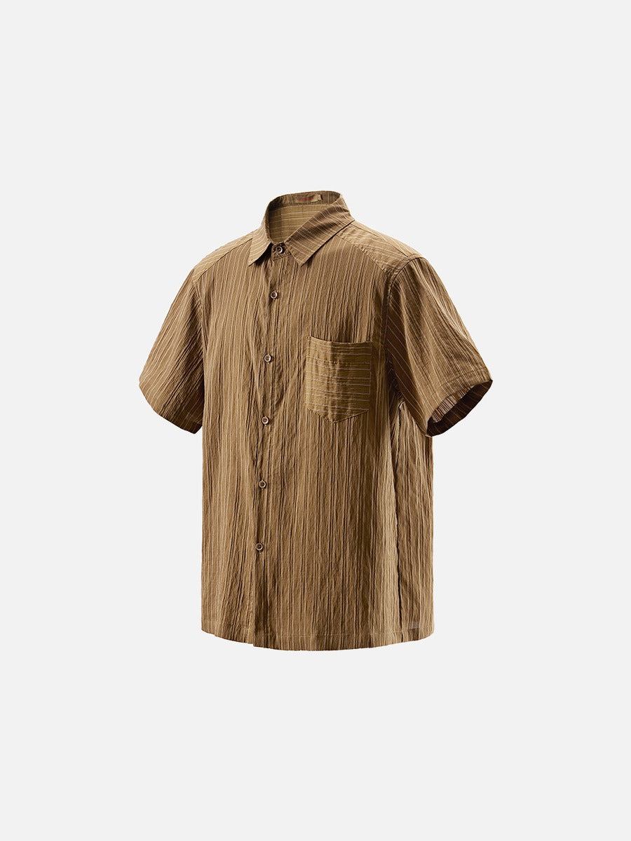 DAXUEN Textured short-sleeved button-up shirt
