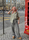 DAXUEN Textured short-sleeved button-up shirt — model photo