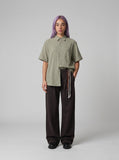 DAXUEN Textured short-sleeved button-up shirt — model photo