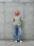 DAXUEN Textured short-sleeved button-up shirt — model photo