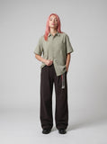DAXUEN Textured short-sleeved button-up shirt — model photo