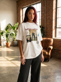 DAXUEN White oversized graphic t-shirt with unique print — model photo