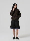 DAXUEN Wide-leg cuffed shorts with striped liner — model photo
