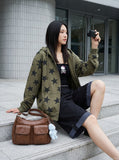 DAXUEN Wide-leg cuffed shorts with striped liner — model photo