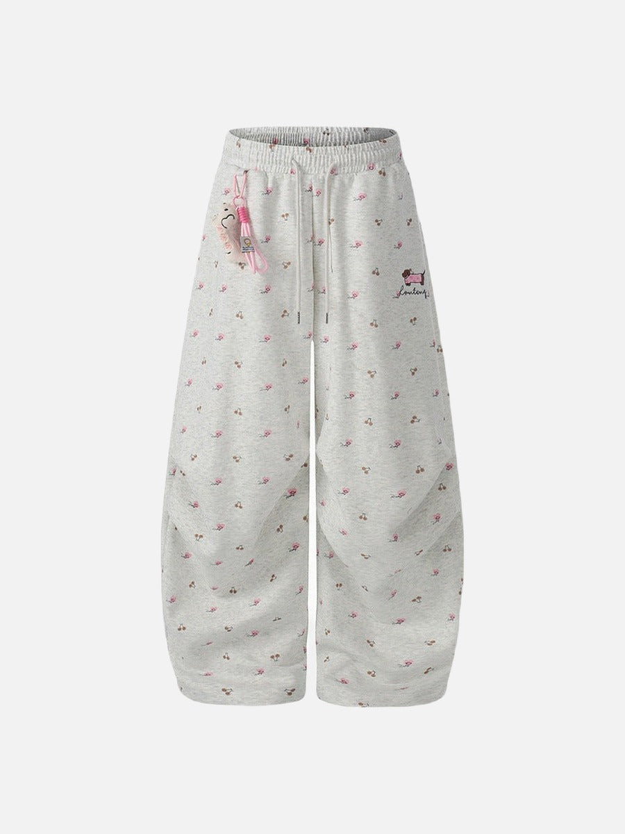 DAXUEN Wide-leg sweatpants with playful prints and embroidery