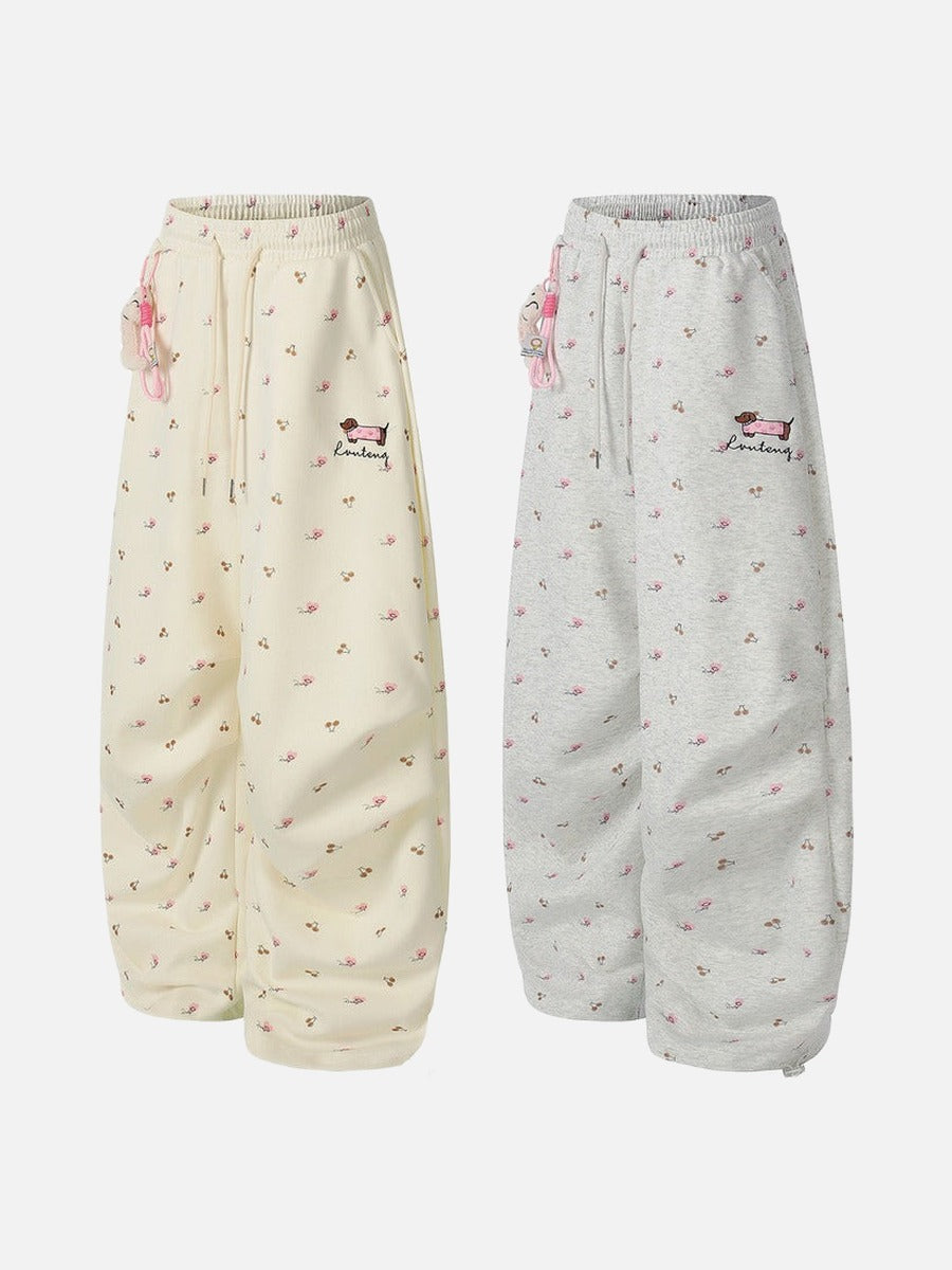 DAXUEN Wide-leg sweatpants with playful prints and embroidery