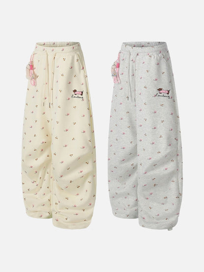 DAXUEN Wide-leg sweatpants with playful prints and embroidery