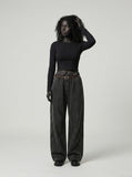 DAXUEN Casual wide-leg pants in light grey and washed black — model photo