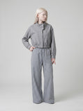 DAXUEN Wide-leg gingham pants with elastic waistband — model photo