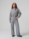 DAXUEN Wide-leg gingham pants with elastic waistband — model photo