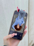 DAXUEN Wide-leg gingham pants with elastic waistband — model photo
