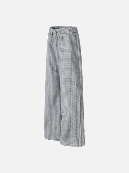 DAXUEN Wide-leg gingham pants with elastic waistband