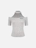 Women's slim-fit choker cut-out top