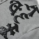 DAXUEN grey waffle knit chunky-letter graphic Henley