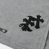 DAXUEN grey waffle knit chunky-letter graphic Henley