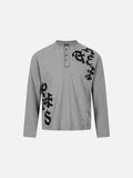 DAXUEN grey waffle knit chunky-letter graphic Henley