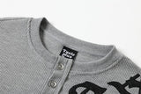 DAXUEN grey waffle knit chunky-letter graphic Henley