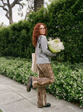 DAXUEN grey waffle knit chunky-letter graphic Henley — model photo
