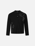 Chunky Black Letter Graphic Waffle Knit Henley